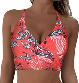 Hilor Women's Push Up Bikini Tops Underwire Swimsuit Top Sexy V Neck Bikini Bathing Suit Swim Tops
