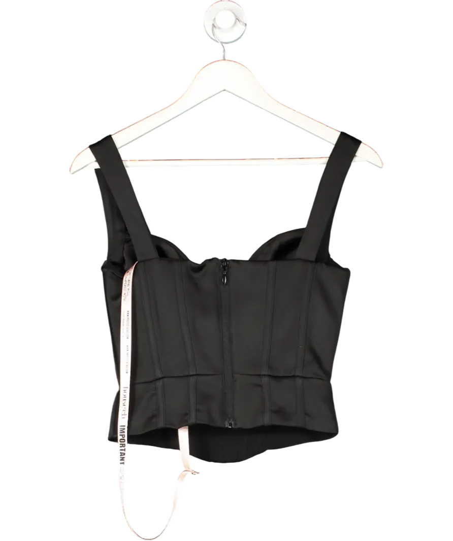 House of CB Black Liberty Satin Plunge Corset UK S