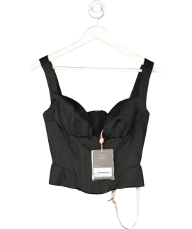 House of CB Black Liberty Satin Plunge Corset UK S