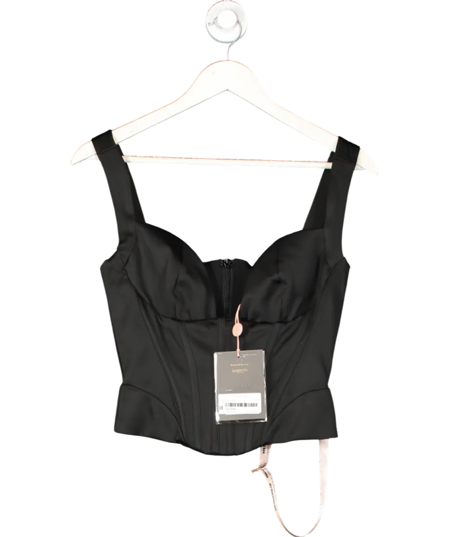 House of CB Black Liberty Satin Plunge Corset UK S