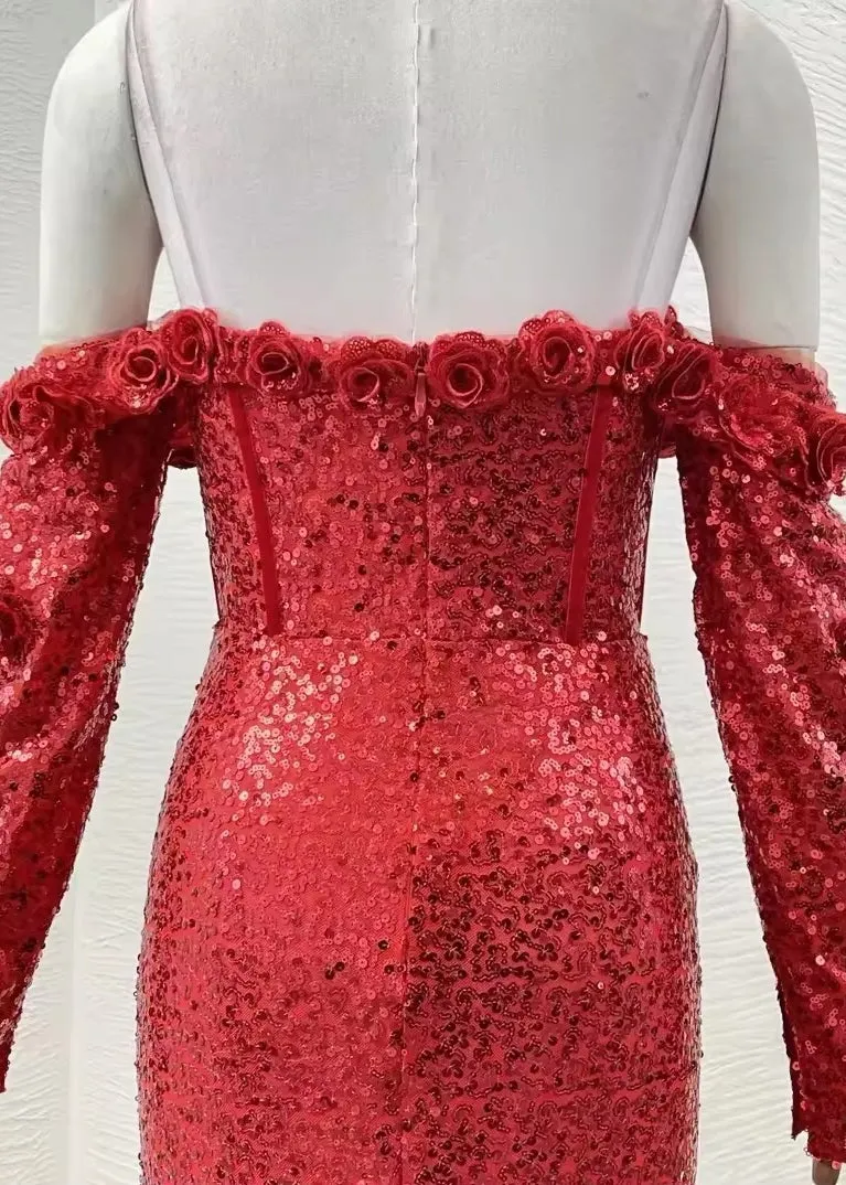 Imogene Off-Shoulder Sequined Dress