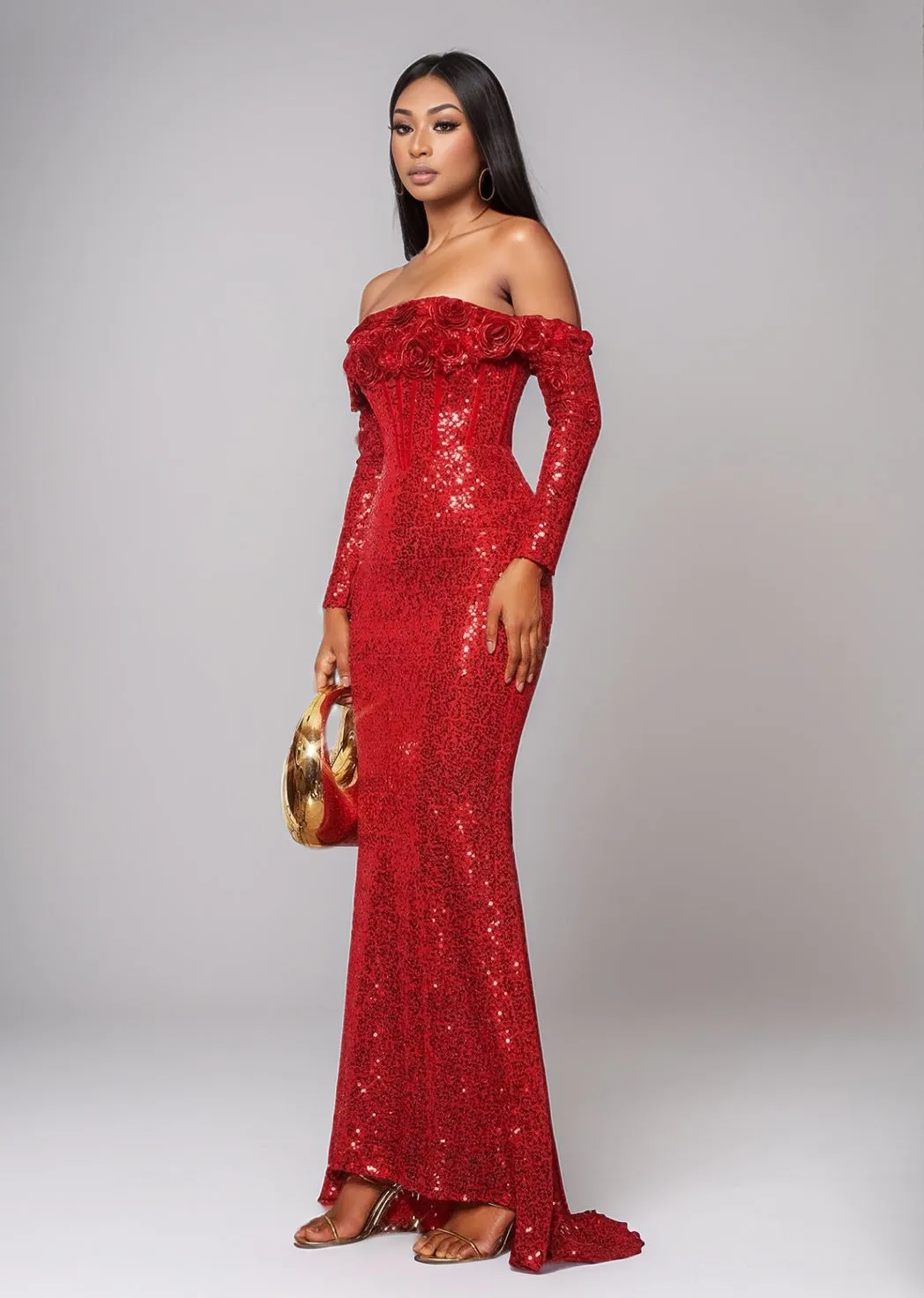 Imogene Off-Shoulder Sequined Dress