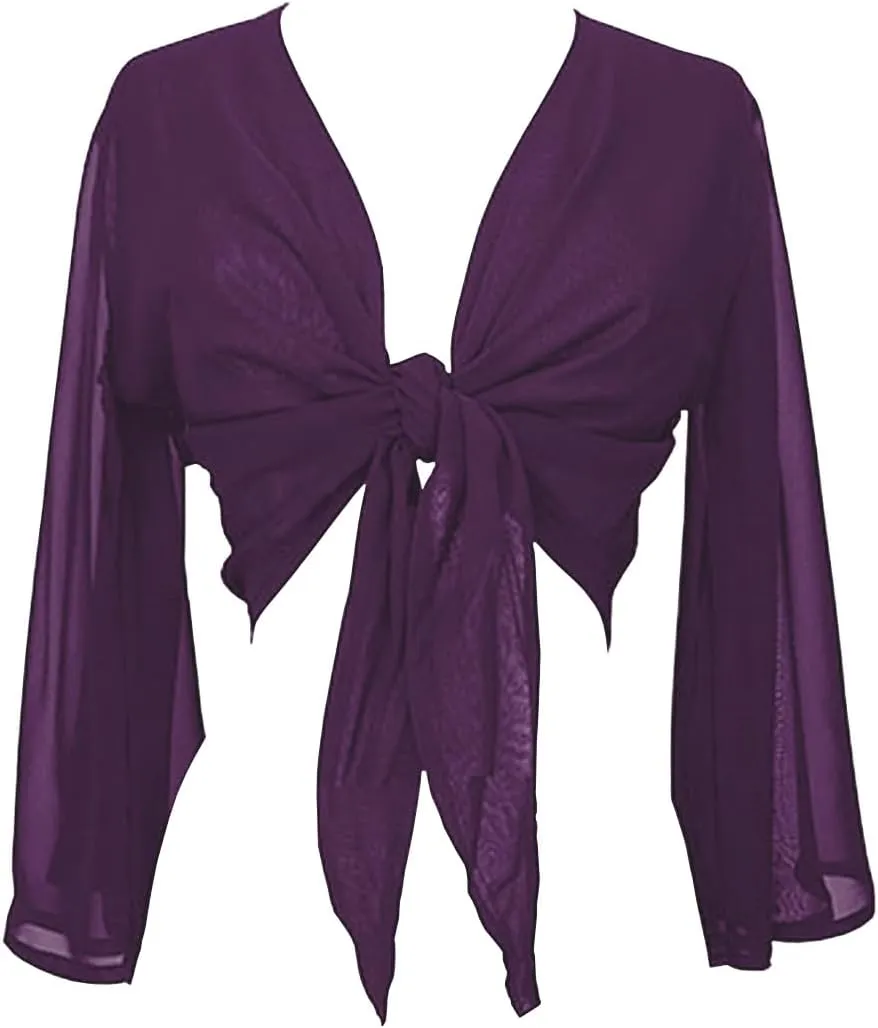 Indian Trendy Women's Flair Wrap Tie Top Chiffon Choli Blouse Belly Dance Gypsy Bolero Shrugs Cardigan