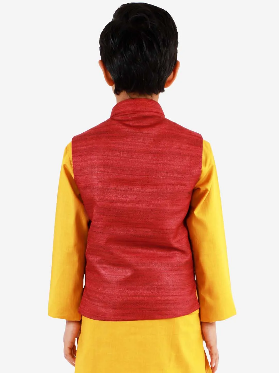 Jashvi Boys Maroon Matka Silk Blend Nehru Jacket