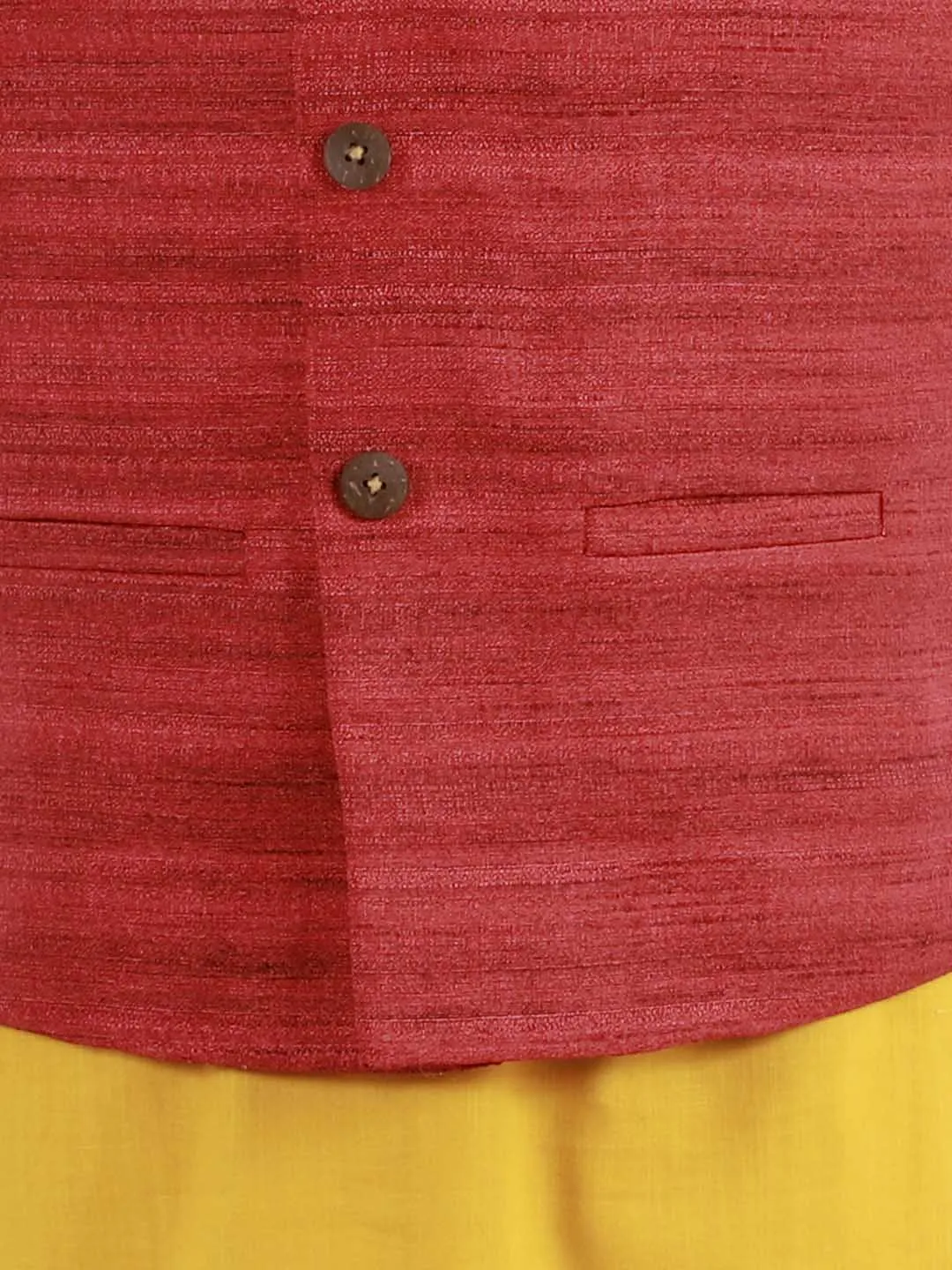 Jashvi Boys Maroon Matka Silk Blend Nehru Jacket