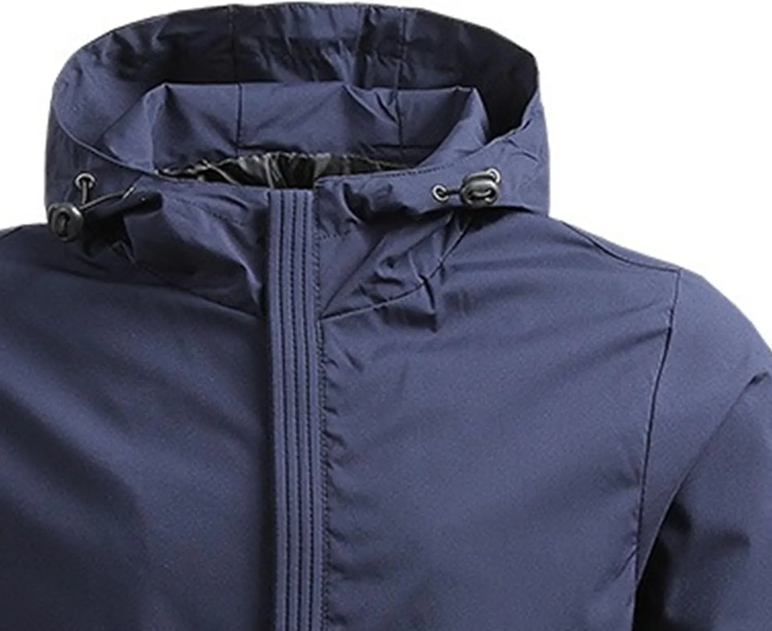JEKE-DG Men's Hooded Regular Fit Outdoor Jacket Solid Fashion Spring Fall Overshirt Lightweight Full Zip Jacket Coat