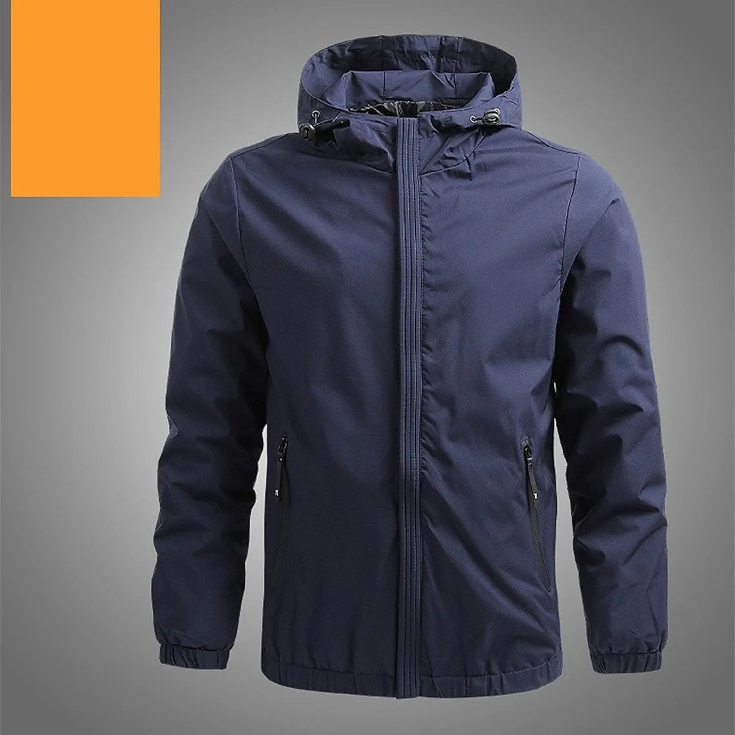 JEKE-DG Men's Hooded Regular Fit Outdoor Jacket Solid Fashion Spring Fall Overshirt Lightweight Full Zip Jacket Coat