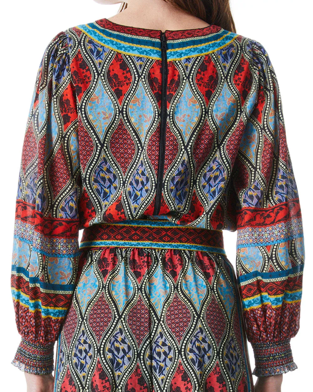 Jewel Print Simona Cropped Wrap Blouse