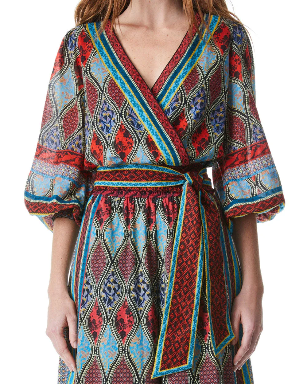 Jewel Print Simona Cropped Wrap Blouse