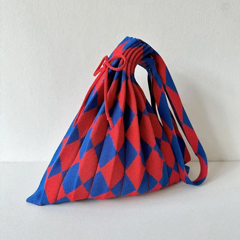 Lillian Diamond Pattern Pleats Knit Bags