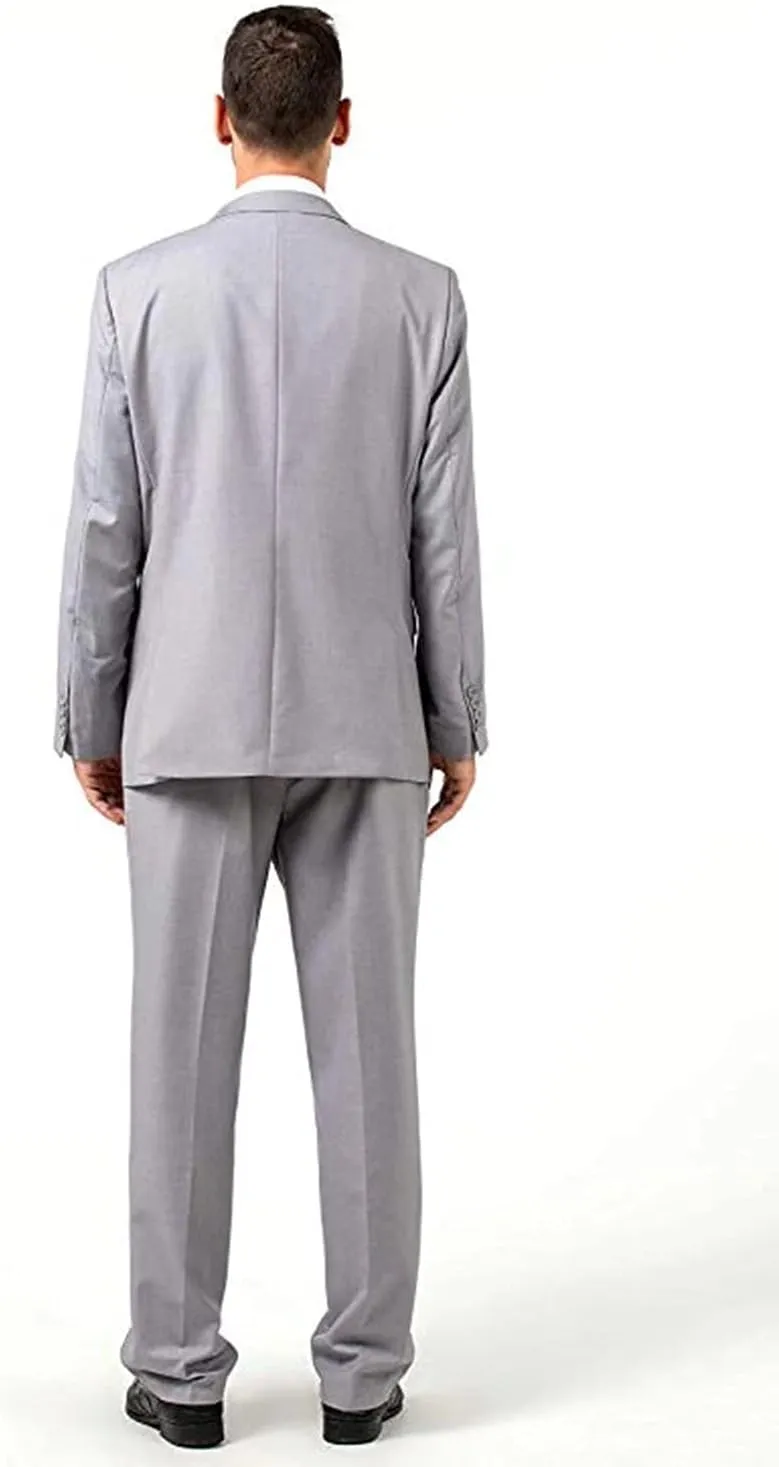 Men Suit 3 Pieces Slim Fit, 2 Buttons Groomsmen Business Jacket Vest Pant Prom Tuxedo with Tie