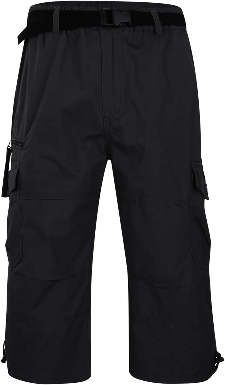 Men's Mid Rise Cotton Capri Hiking Shorts Drawstring Multi Pocket Cargo Shorts 2025 Trendy Elastic Waist Cropped Cargo Pants