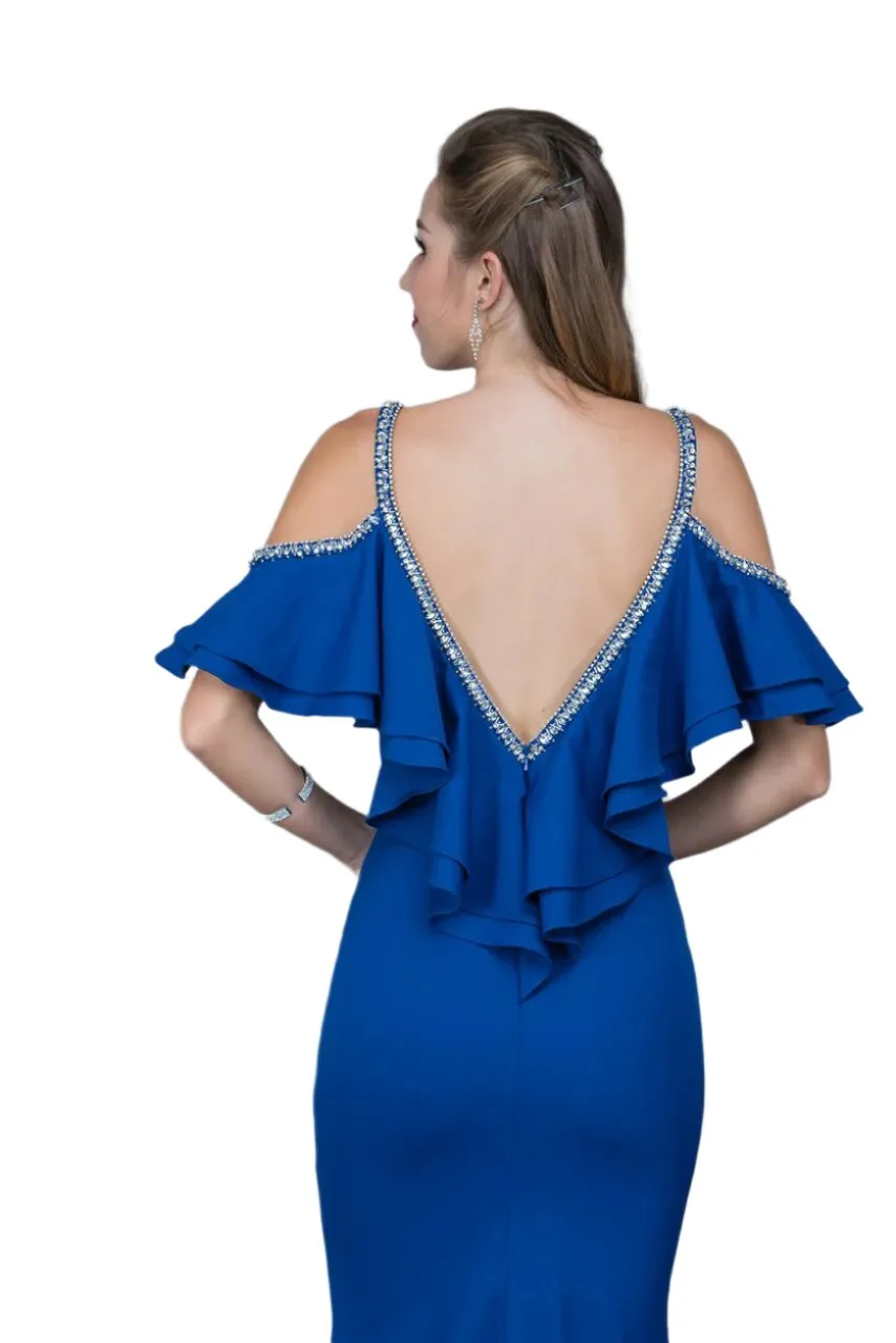 Nina Canacci 1375 Size 2 Royal cold shoulder prom dress off the shoulder gown