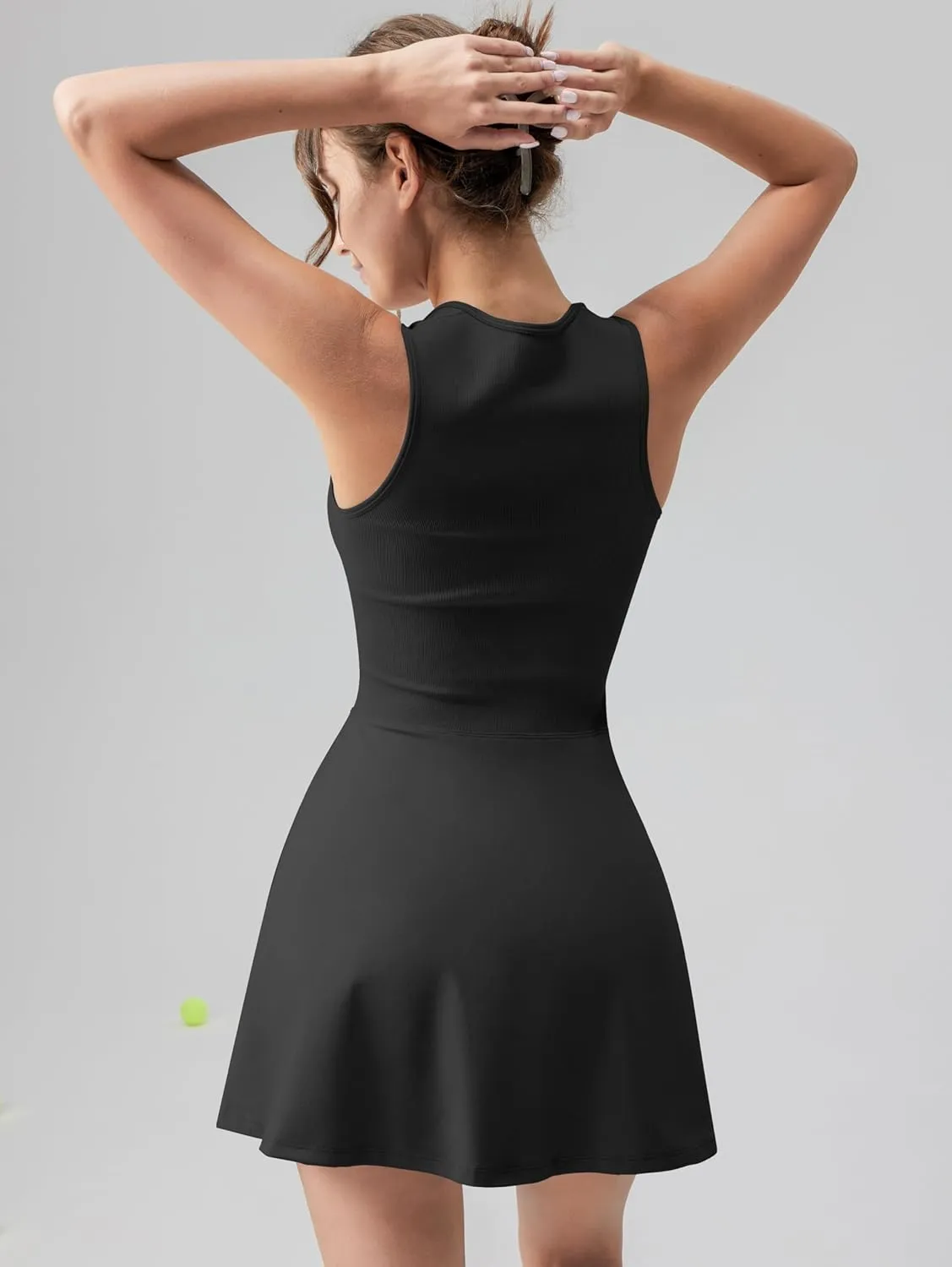 OQQ Women's Square Neck A-line Dress Sleeveless Tank Top Stretch Flare Mini Dresses