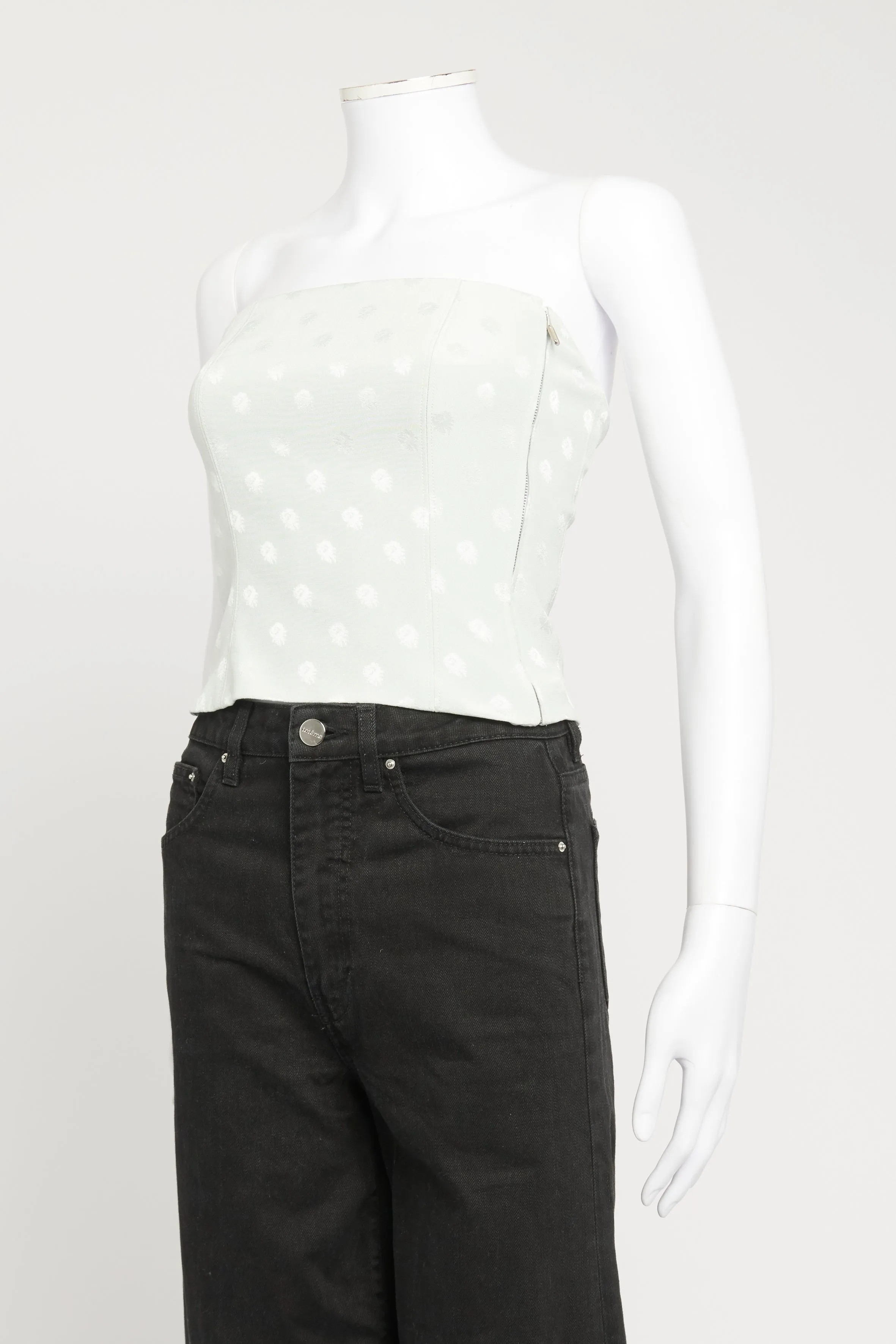 Pale Blue Printed Corset Preowned Bandeau Top