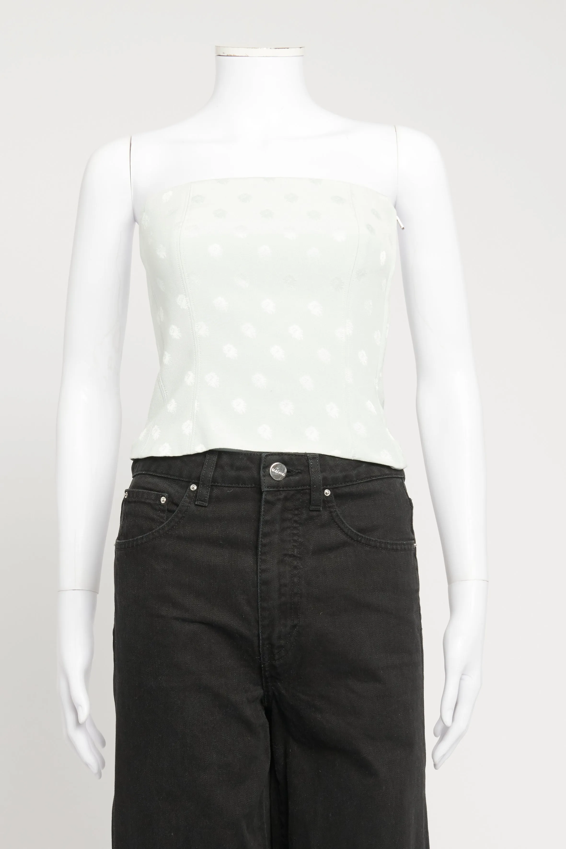 Pale Blue Printed Corset Preowned Bandeau Top