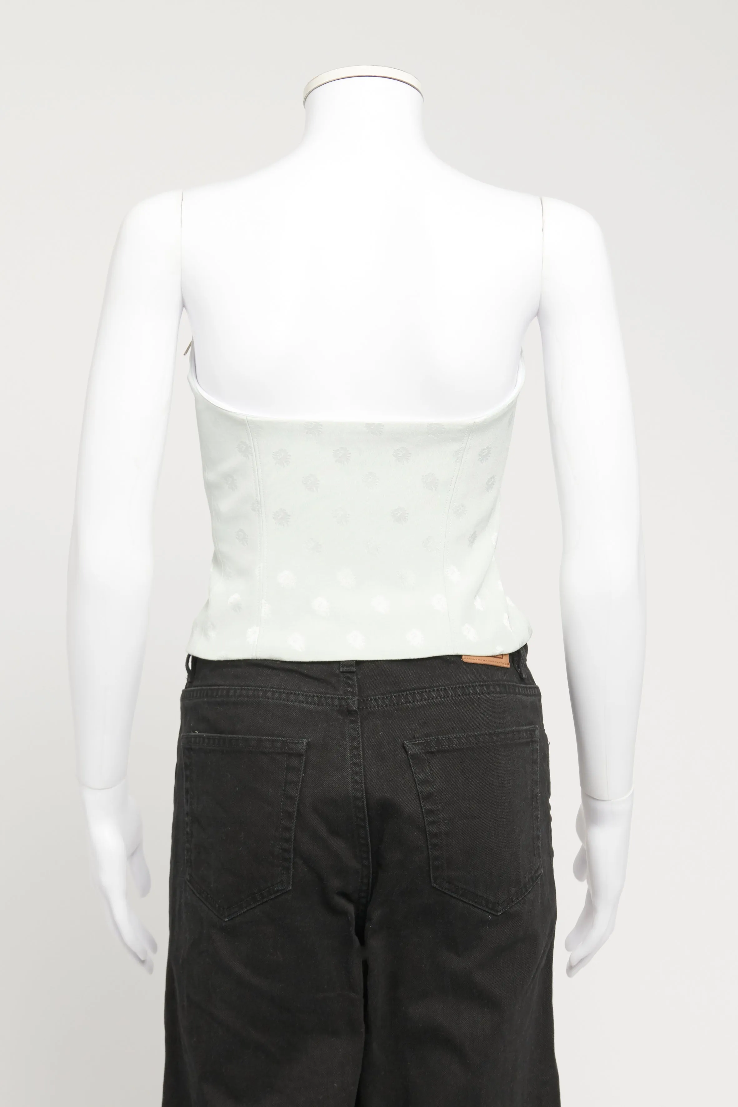 Pale Blue Printed Corset Preowned Bandeau Top