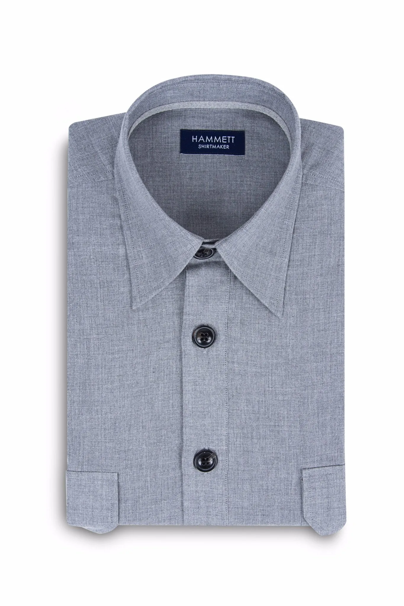 Pale Grey Marl Flannel Men's Overshirt