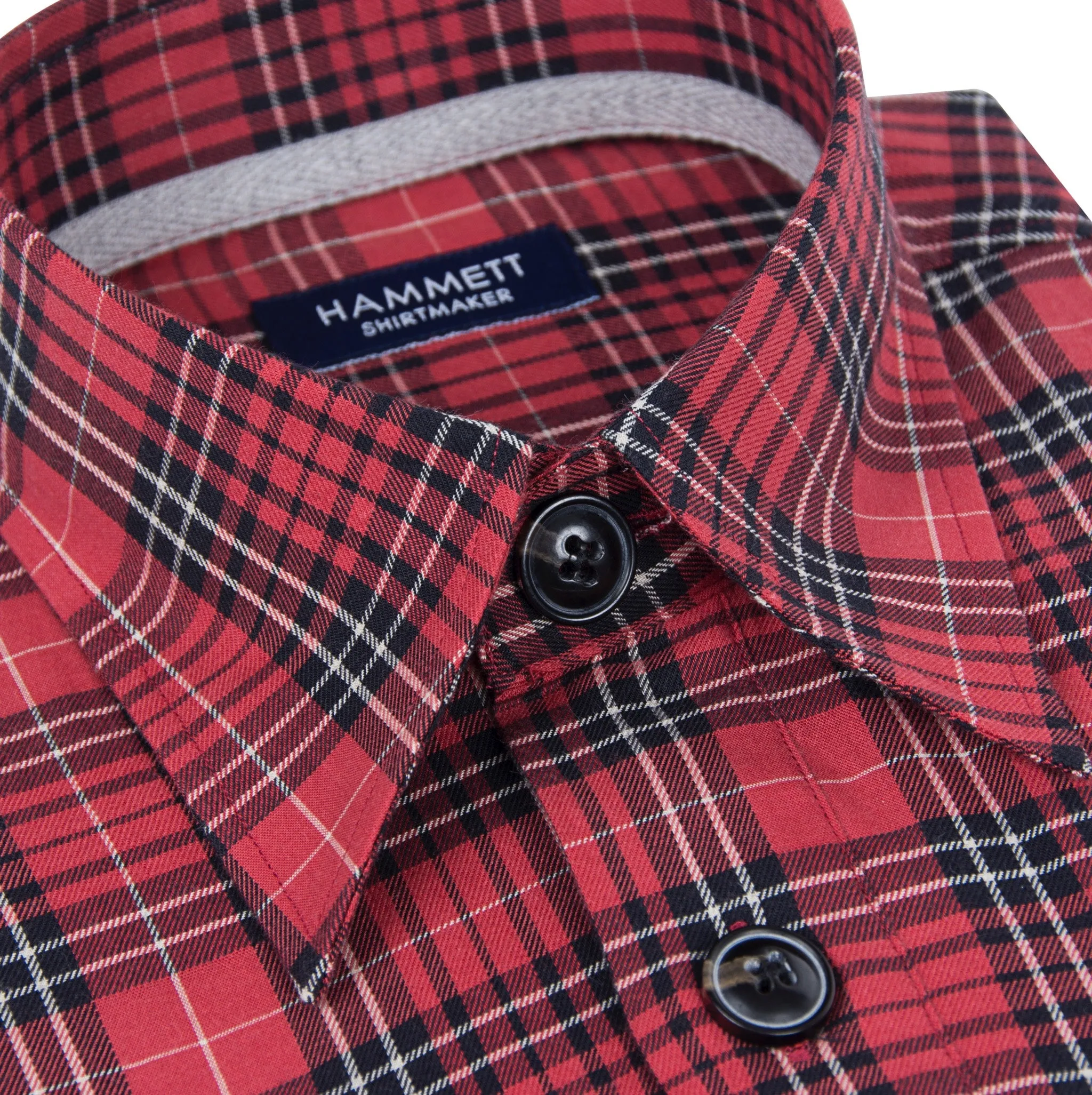 Red Soft Twill Check Men's Overshirt