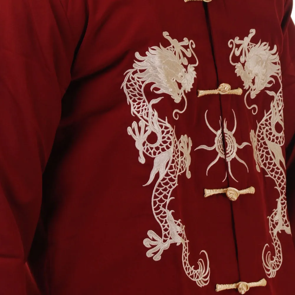 Regal Maroon Dragon Embroidered Tang Suit Jacket