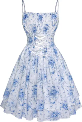 Scarlet Darkness Summer Sundress for Women Floral Sleeveless Spaghetti Strap Dress
