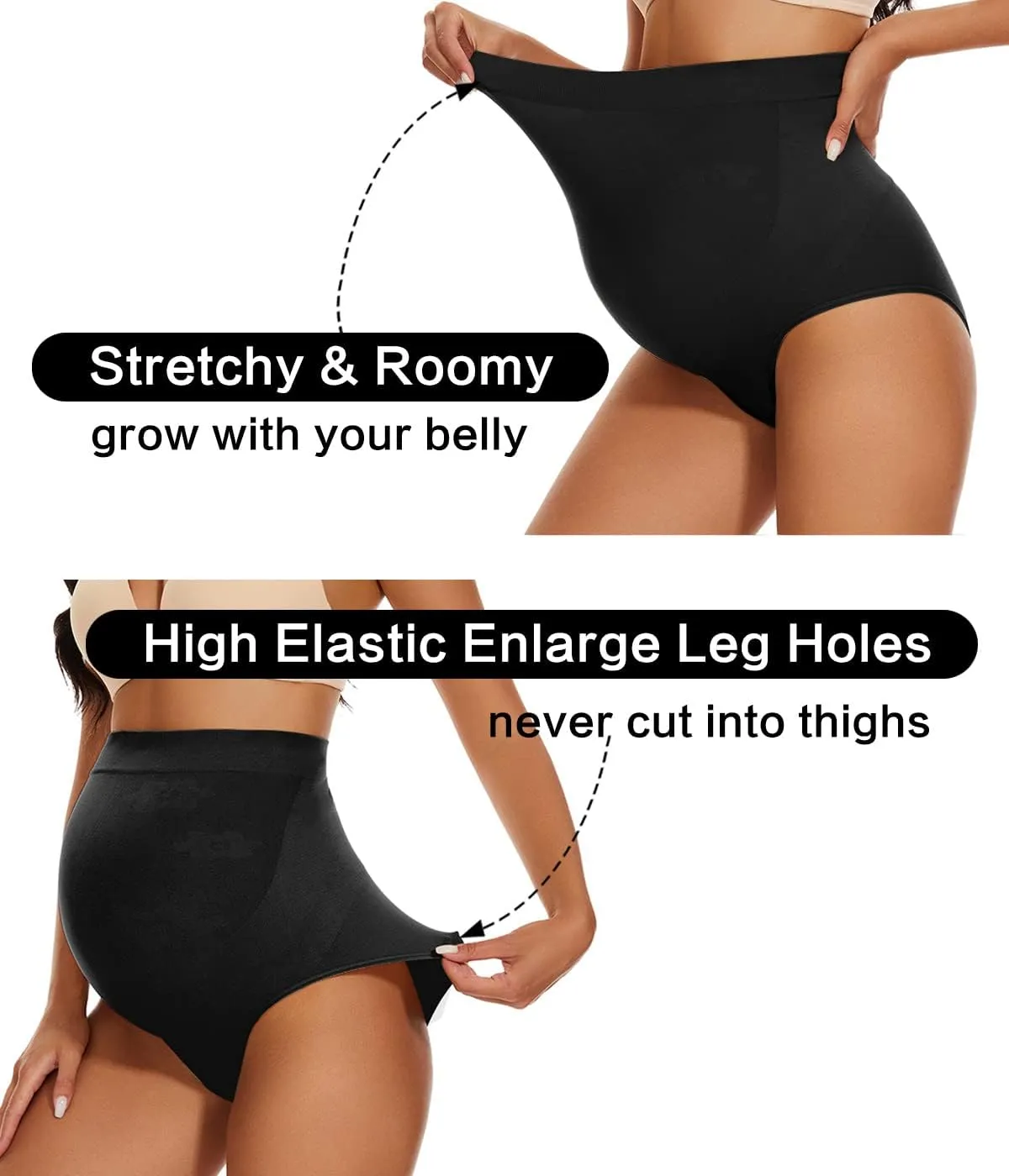 Seamless Maternity Shapewear, Belly Support Panties for Dresses and Pants, High Waisted Pregnancy Underwear, S-XXXL
