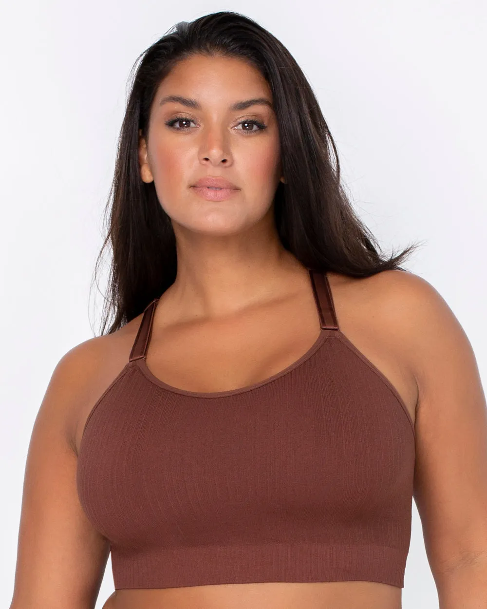 Smooth Seamless Comfort Wireless Longline Bra - Chocolate Nude
