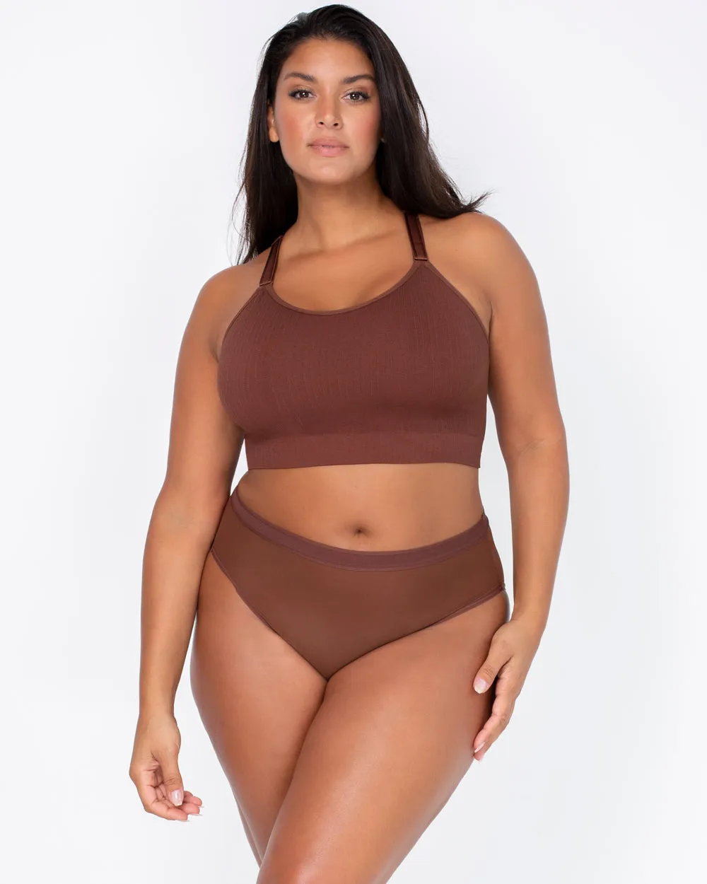 Smooth Seamless Comfort Wireless Longline Bra - Chocolate Nude