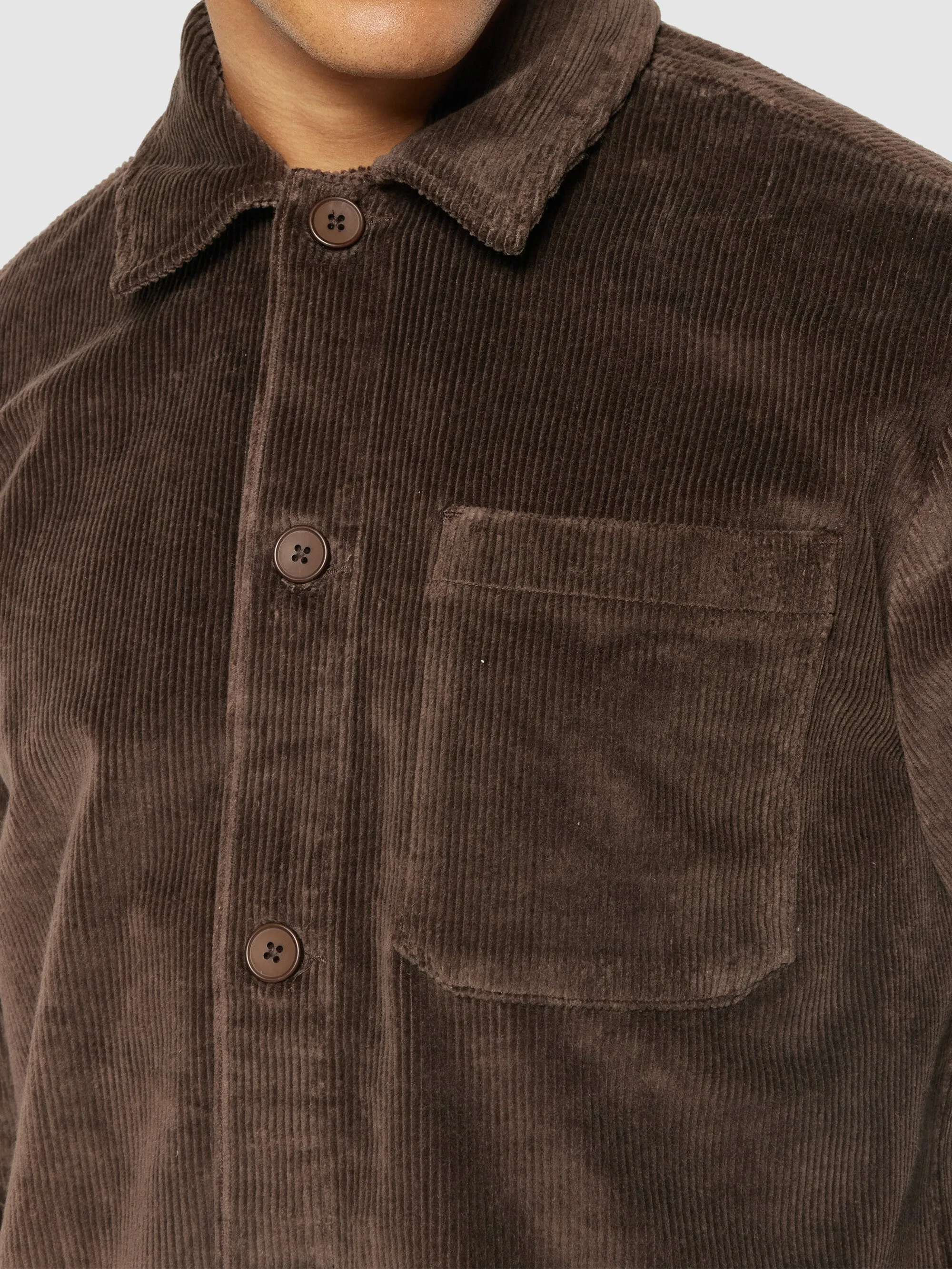Stretched 8-wales corduroy overshirt - Demitasse (brown)