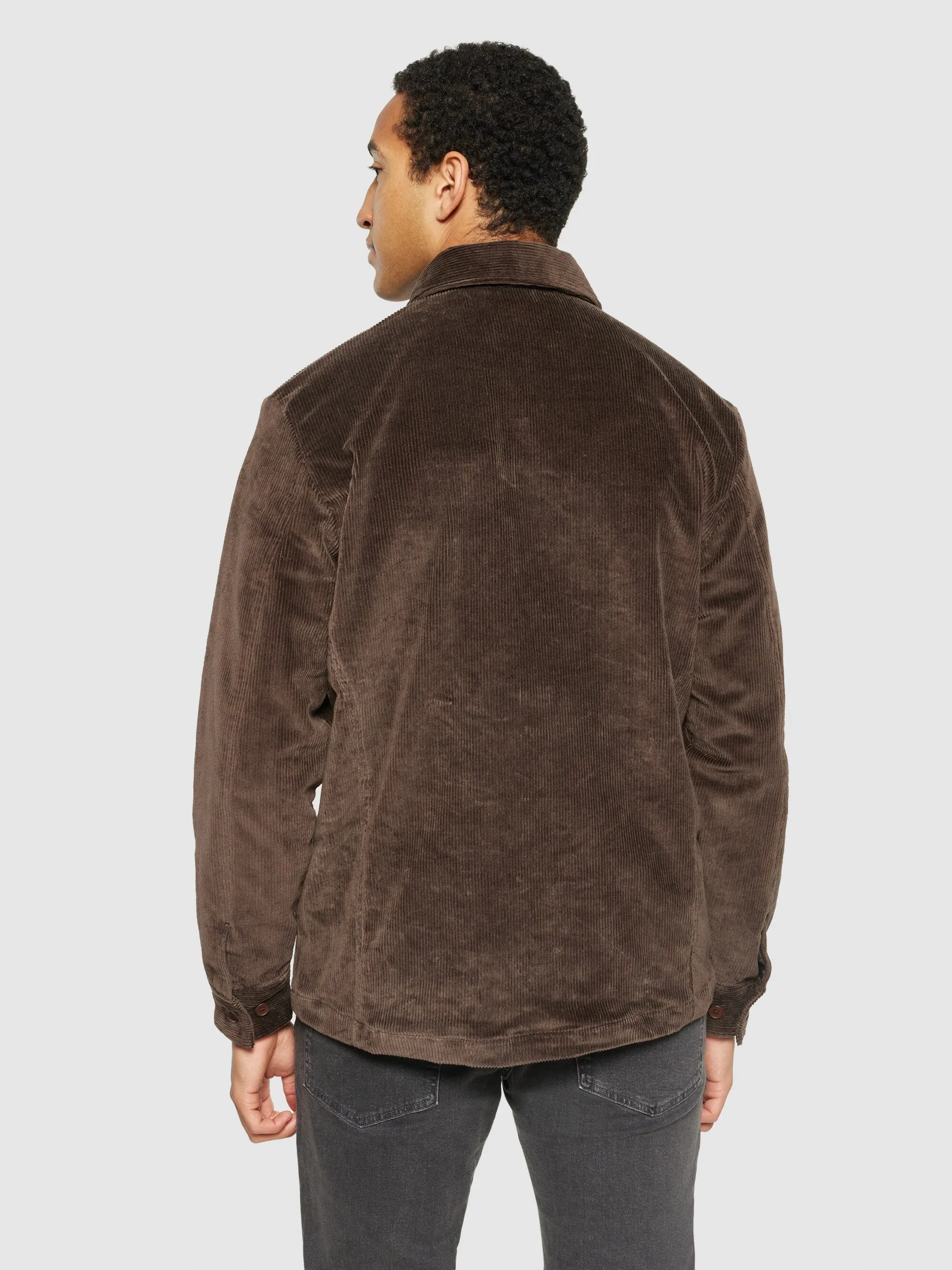 Stretched 8-wales corduroy overshirt - Demitasse (brown)