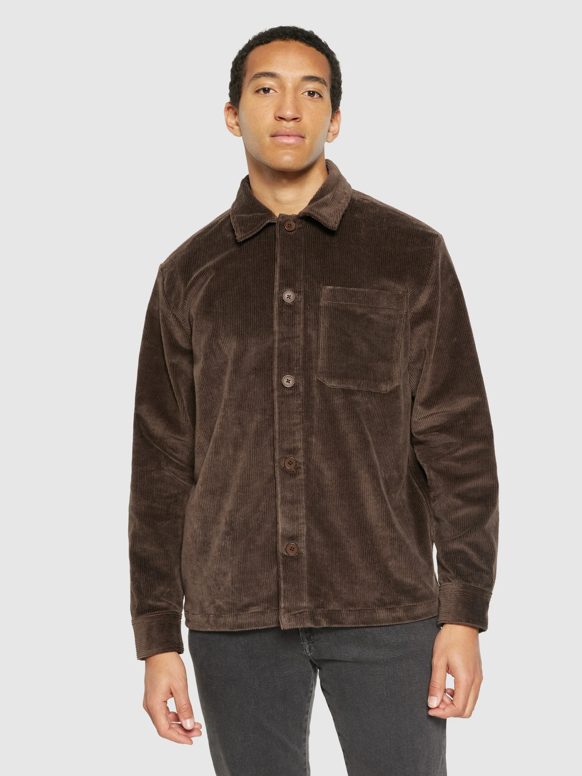 Stretched 8-wales corduroy overshirt - Demitasse (brown)