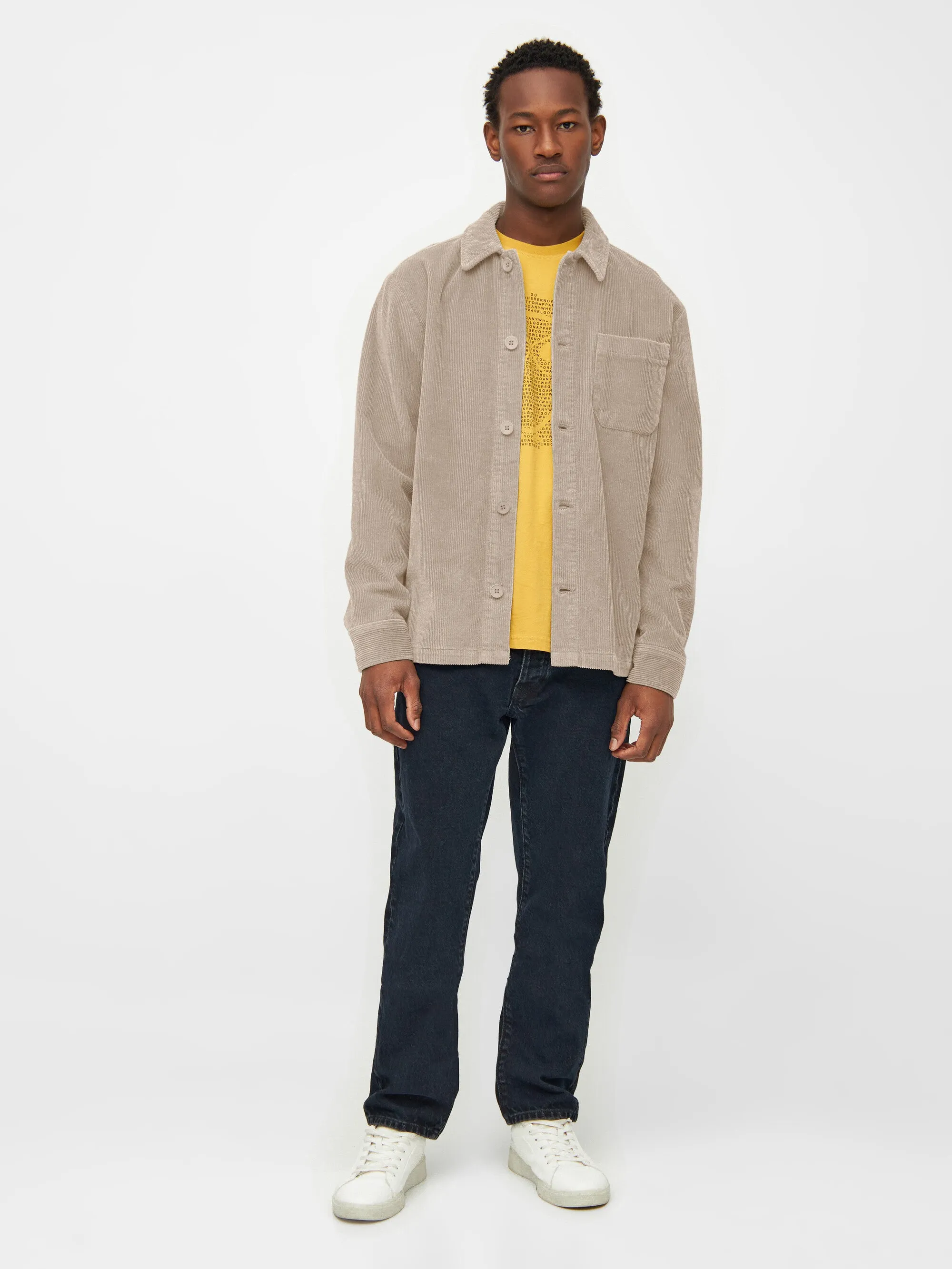 Stretched 8-wales corduroy overshirt - Light feather gray
