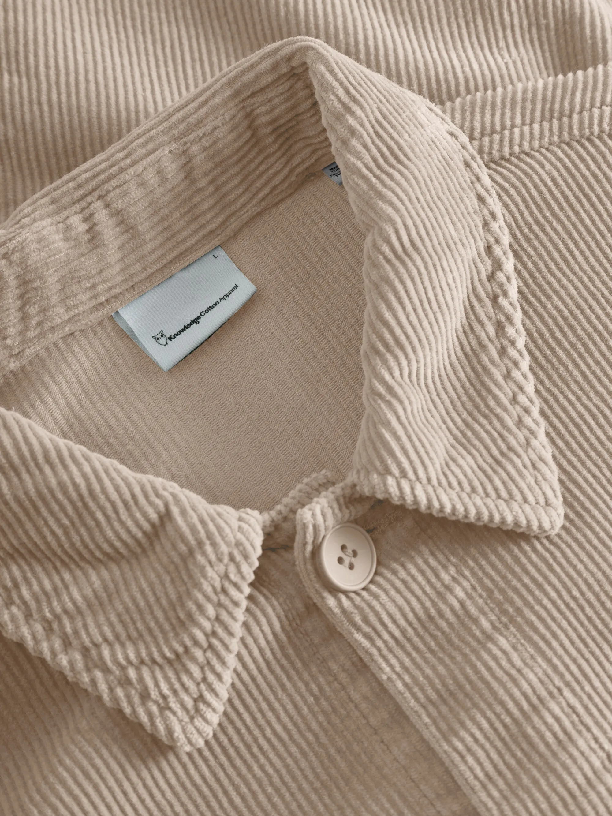 Stretched 8-wales corduroy overshirt - Light feather gray