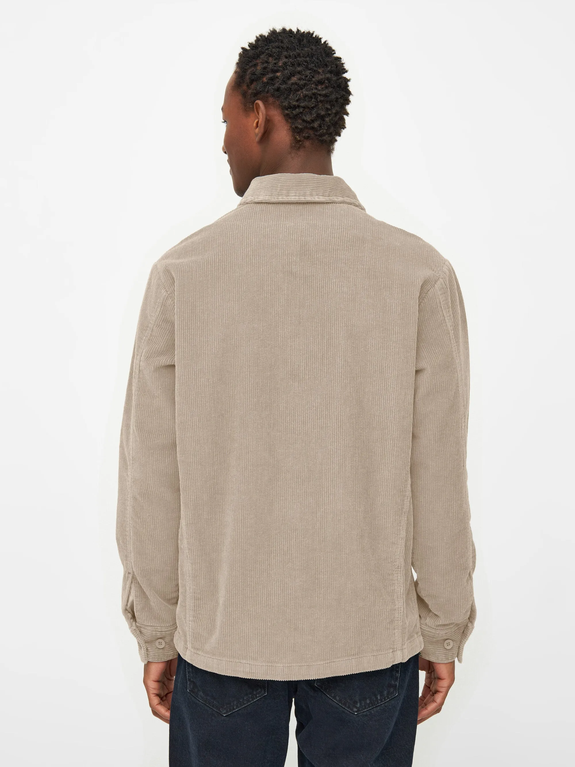 Stretched 8-wales corduroy overshirt - Light feather gray