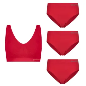 Voordeelbundel: Seamless Padded Bra   Full Brief (3-pack) – Rood