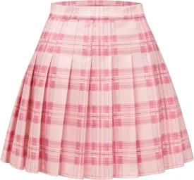 Women Pleated Skirt A-Line Short Mini Basic Skirt School Uniform Cheerleader Skirts Skater Skirt