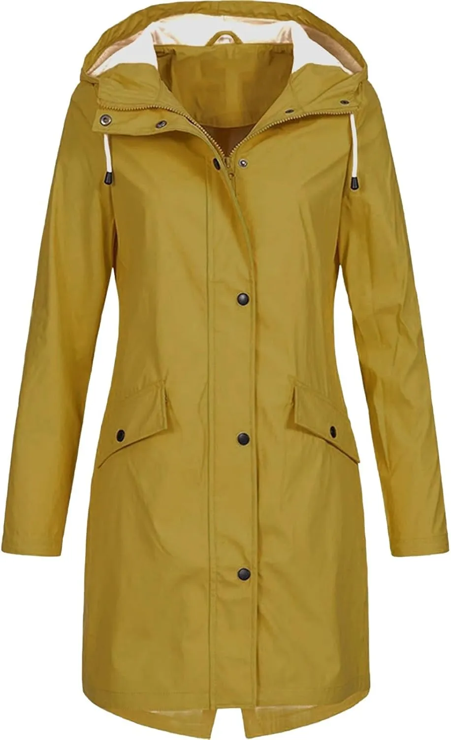 Womens Rain Jacket Waterproof Outdoor Rain Coats Lightweight Active Raincoat Windbreaker Long Hooded Trench Coat