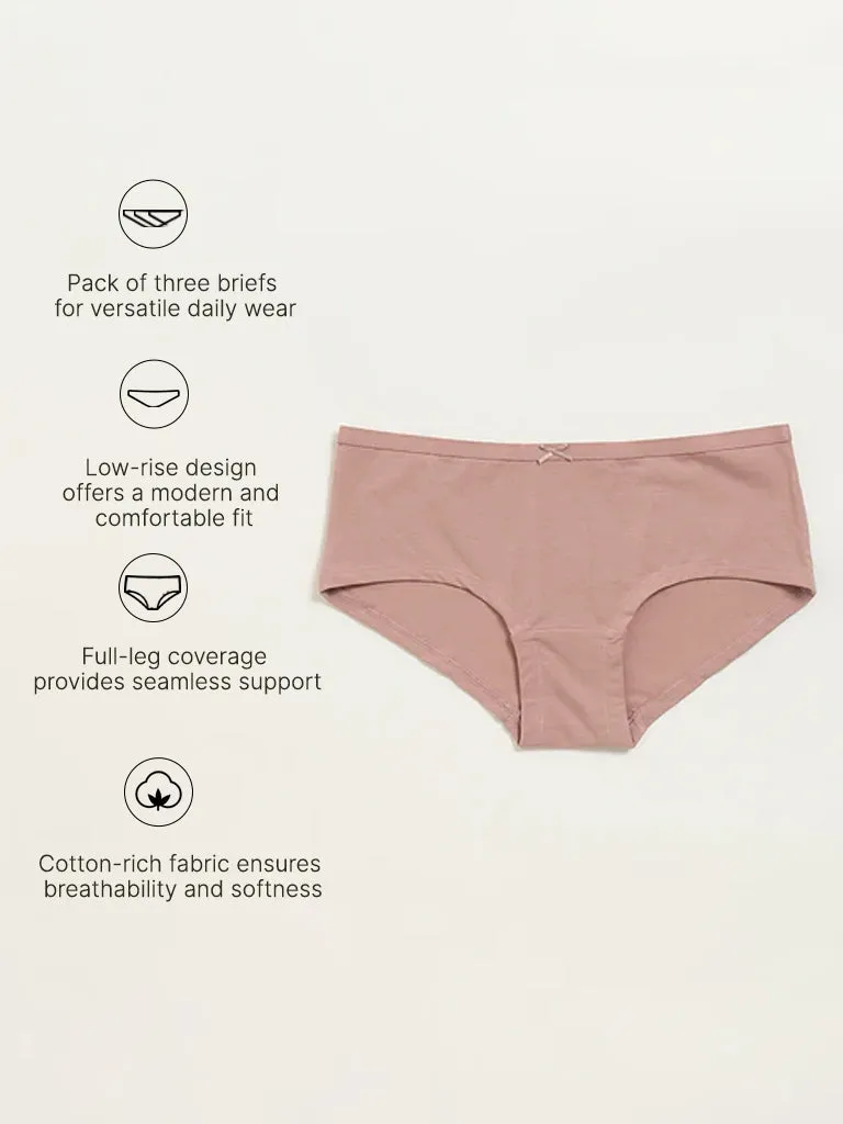 Wunderlove Multicolour Cotton Blend Briefs - Pack of 3